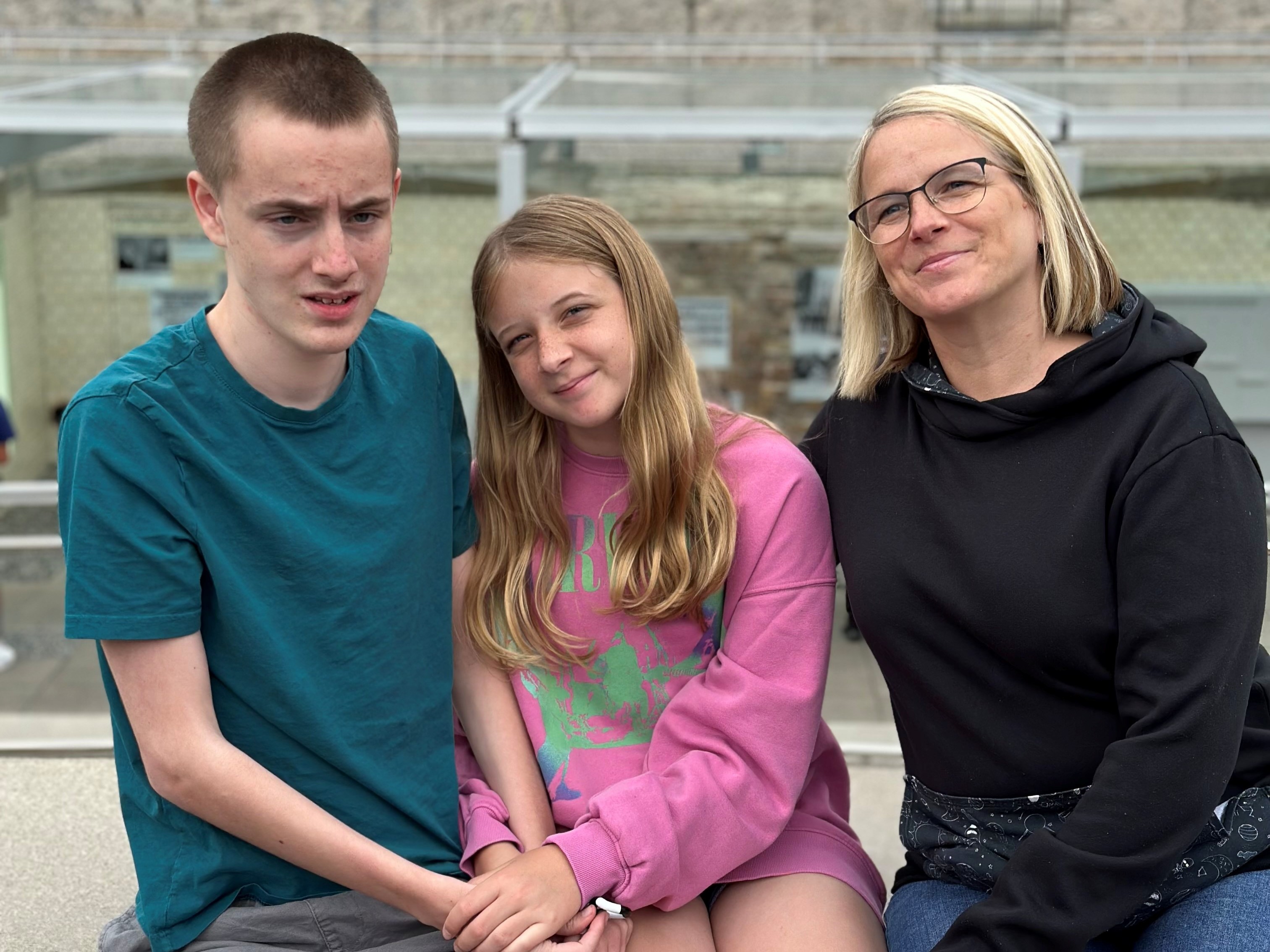 Josh with his mum and sister